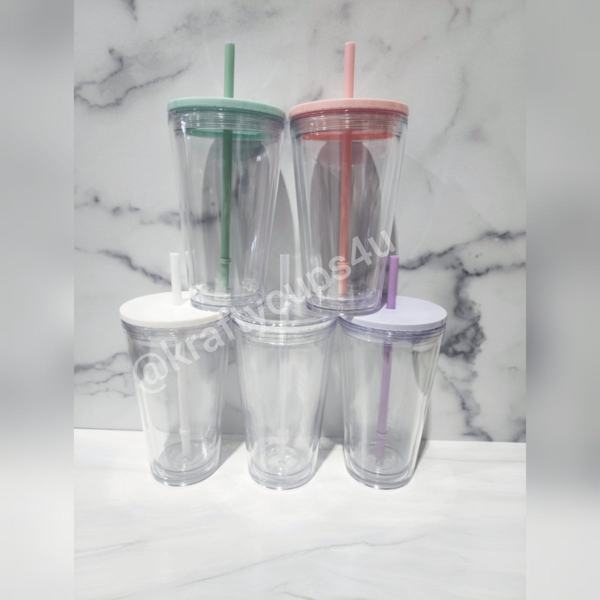 24oz Double Wall Clear Tumbler – Krafty Cups 4 U