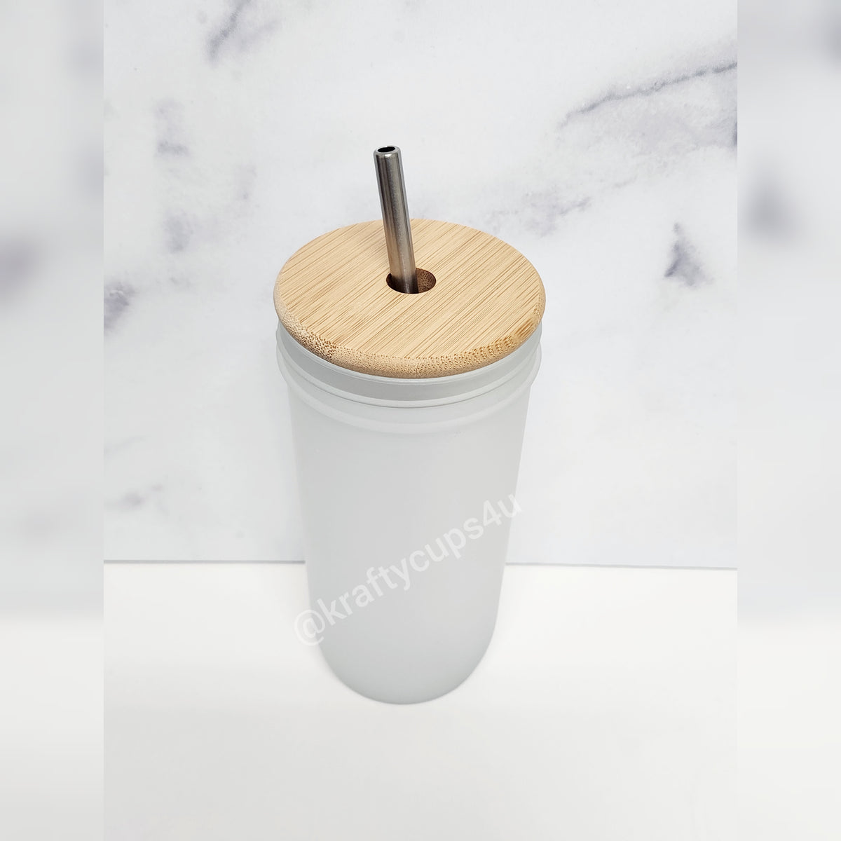24oz Boba Cup with Bamboo Lid and Silver Straw Manufacturer