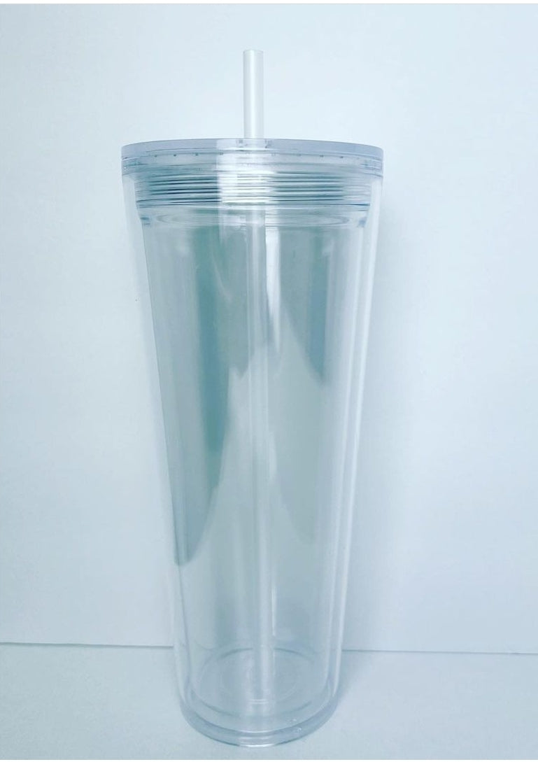 Set of 4 Clear Double Wall Insulated Acrylic Tumblers, 24oz
