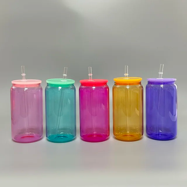16oz Colorful Jelly Glass Can
