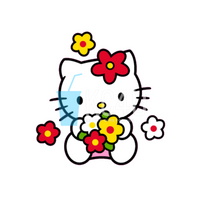 Kitty Flowers Decal