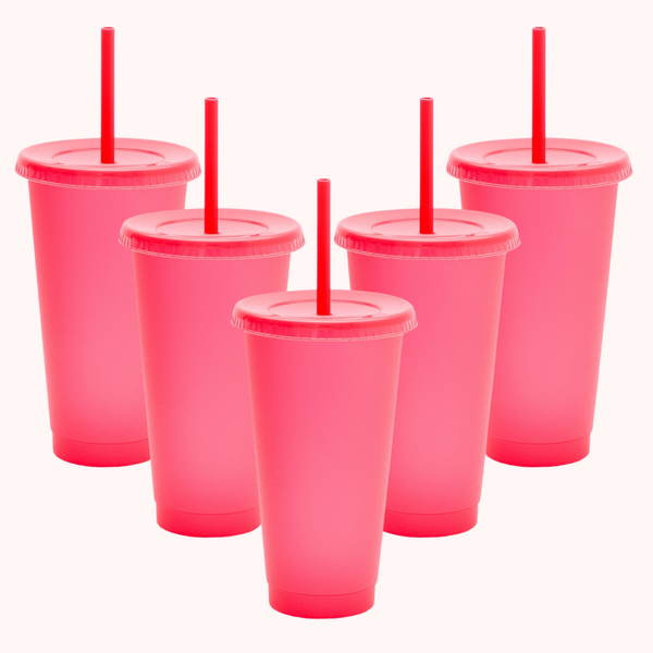 Translucent Red 24oz Set of 5