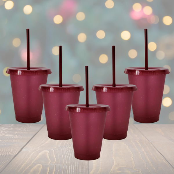 16oz Maroon Glitter Set of 5