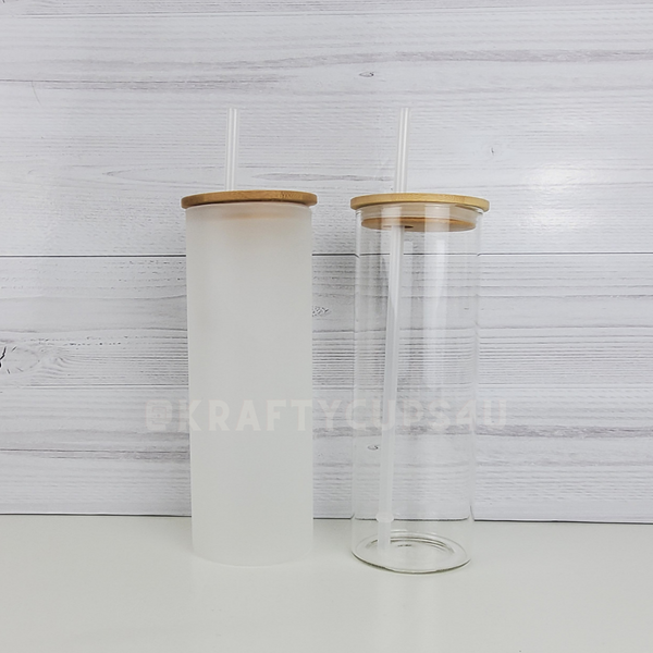 Sublimation Glass Tumbler with Bamboo Lid