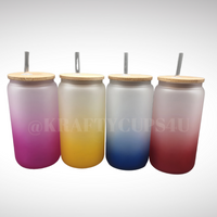 16oz Color Frosted Sublimation Glass Can