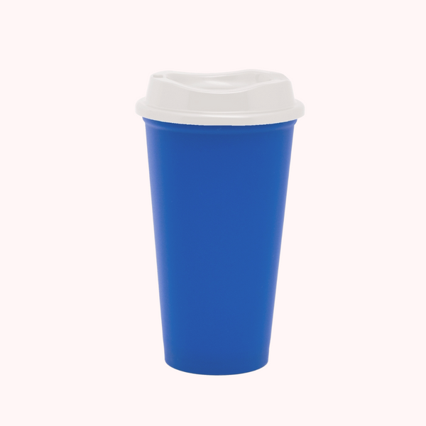 Blue Hot Cup with White Lid