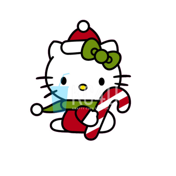 Candy Cane Kitty Decal