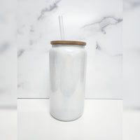 16oz White Shimmer Sublimation Glass Can – Krafty Cups 4 U