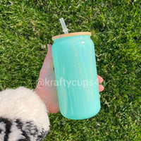 16oz Tiff Blue Shimmer Sublimation Glass Can