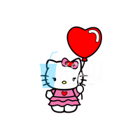 Kitty Heart Balloon Decal