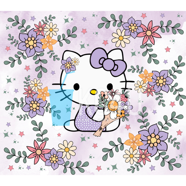 Kitty Purple Spring Tumbler Wrap