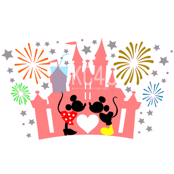 Disney Mickey Mouse Glitter Tumbler, Disney Castle with Fireworks