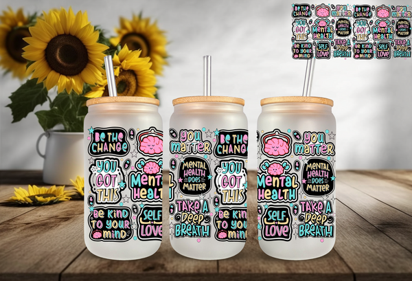 Be Happy White UV DTF Cup Wrap 16oz