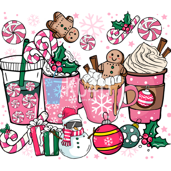 Pink Christmas Coffee Tumbler Wrap