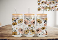 Retro Flowers Sublimation Can Wrap