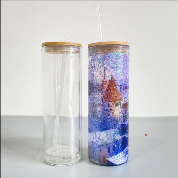 20oz Snowglobe Sublimation Glass Can – Krafty Cups 4 U