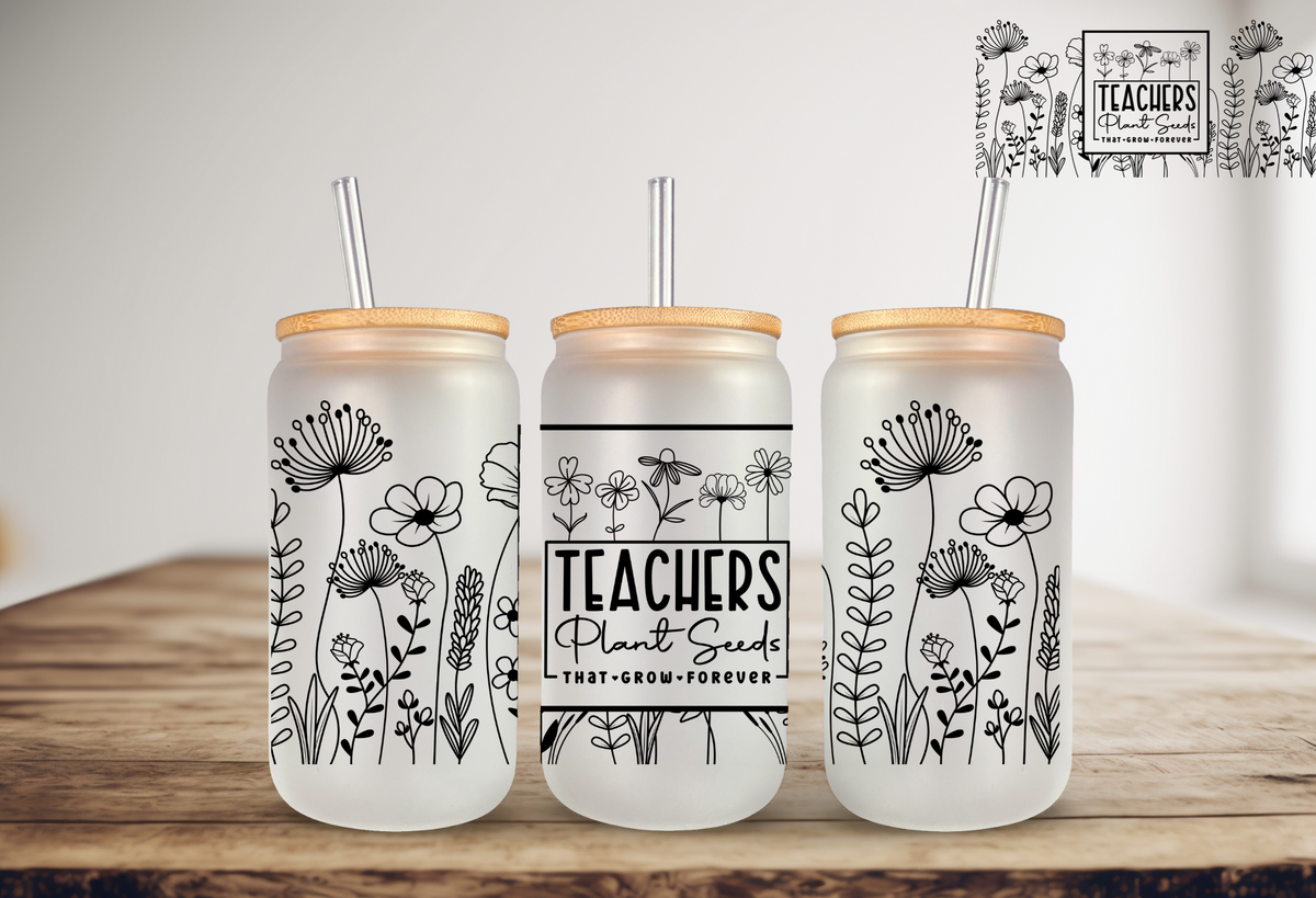 Teacher B&W UV DTF Can Wrap – Krafty Cups 4 U